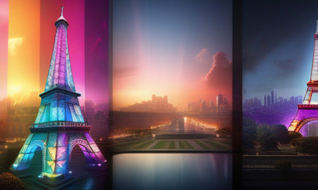 Eiffel Tower in Paris, France. Travel and tourism concept.の素材