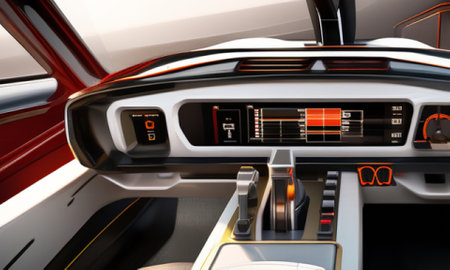 Interior of a modern car with control panel. 3D renderingの素材