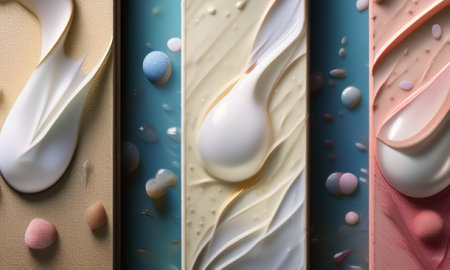 3d illustration of a variety of multicolored bars of soapの素材