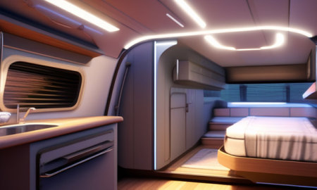 Interior of a modern luxury cruise ship. 3d render.の素材