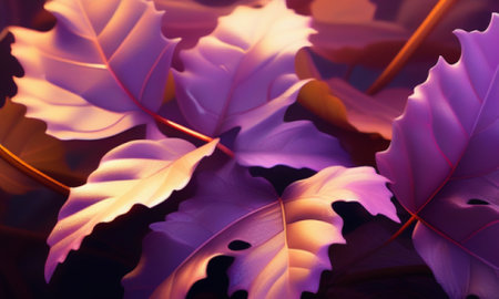 Abstract background of purple and pink leaves. 3d rendering, 3d illustration.の素材