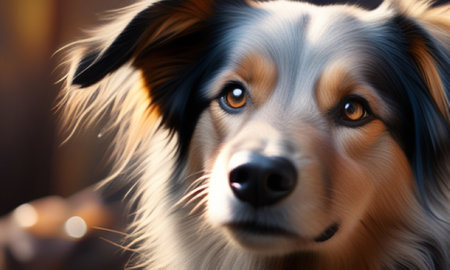 Portrait of a beautiful Australian Shepherd, close-up shot.の素材