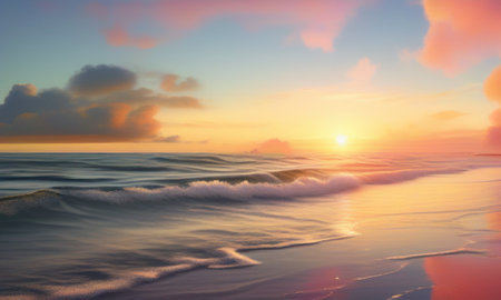 Beautiful seascape at sunset. Seascape background.の素材