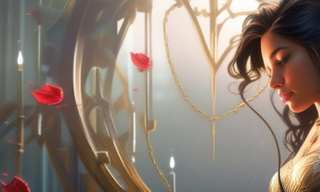 Portrait of a beautiful young woman with long black hair in a vintage interiorの素材