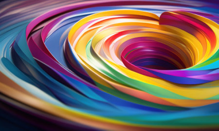 abstract background of colored curved lines in the form of a rainbowの素材