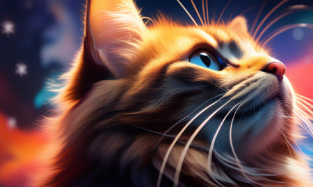 Portrait of a red cat with blue eyes. Close-up.の素材