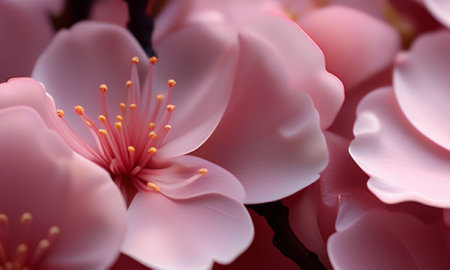 cherry blossom in spring, closeup of a pink sakura flowerの素材