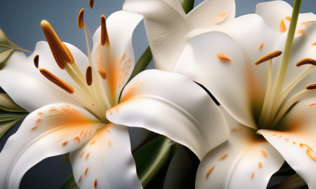 Beautiful lily flowers, close-up. Floral backgroundの素材