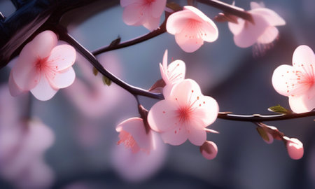 cherry blossom in the garden, blooming cherry blossomの素材