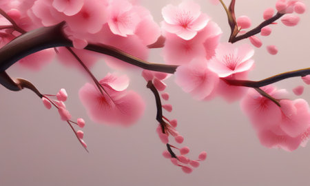 cherry blossom and sakura flowers in soft color style for backgroundの素材