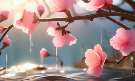 Beautiful pink sakura blossom in spring time with soft focusの素材
