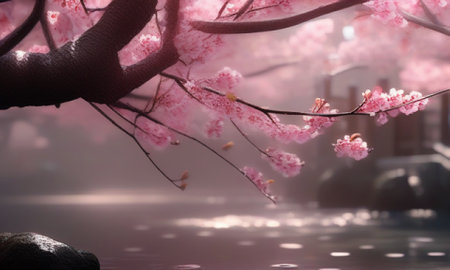 cherry blossom sakura, Japanese cherry blossom background.の素材