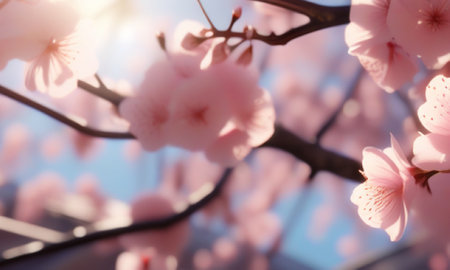 Beautiful cherry blossom sakura in spring time, soft focusの素材