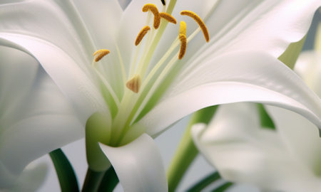 White lily flower close-up macro photography. Soft focus.の素材