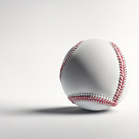 Baseball ball isolated on a white background. 3d rendering.の素材