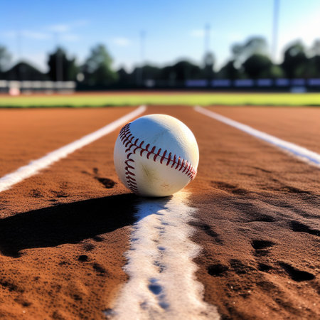 Baseball on the Baseball Field in the Morning, soft focus effect