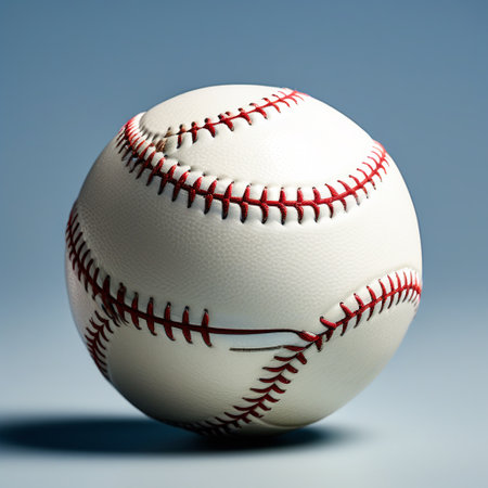 Baseball ball on a blue background. 3D Rendering.の素材