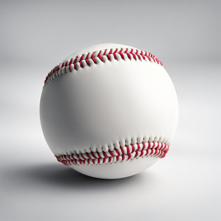 Baseball ball on a white background. 3d rendering image.の素材