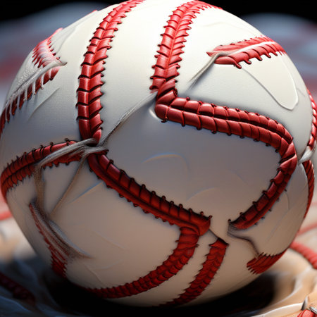 Close up of a baseball ball on a baseball field. Sport background.の素材