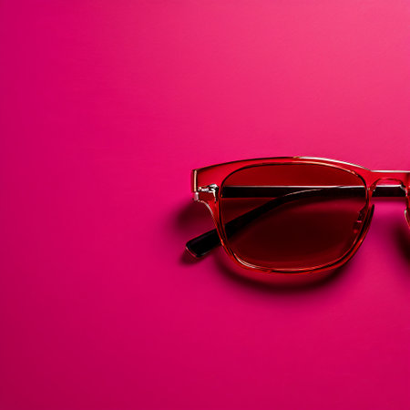 Sunglasses in an iron frame isolated on a pink background.の素材