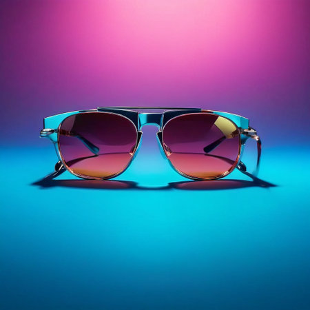 Sunglasses in an iron frame on an abstract background with a gradient.の素材