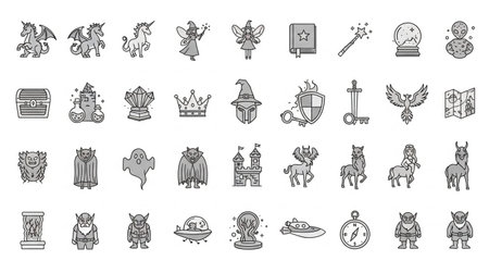 Magic icons set. Outline illustration of 25 magic icons for webのイラスト素材