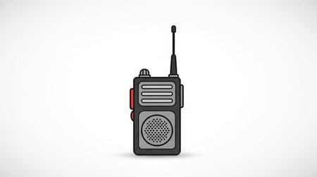 Illustration of a portable radio on a white background with shadow.のイラスト素材
