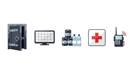 Vector illustration of a set of icons on the topic of safe.のイラスト素材