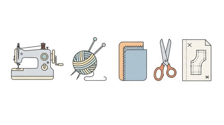 Set of sewing tools and accessories. Vector illustration in flat style.のイラスト素材