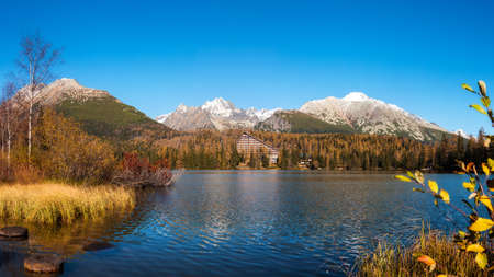 Mountain Lake Strbske Pleso in High Tatras, Slovakiaの写真素材