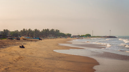 Sunset at Beach in Negombo, Sri Lankaの写真素材