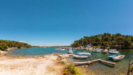 Ships in Marina at Cove Runke, Istria, Croatiaの写真素材