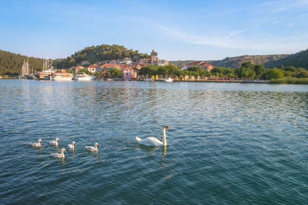 View of the Town of Skradin - the Entrance Point of Krka National Park, Dalmatia, Croatiaの写真素材