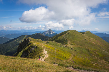 Mount Velky Rozsutec viewed from the Crest of Mala Fatra Mountain Range near Mount Chleb, Slovakiaの写真素材