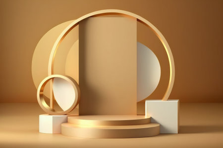 A golden podium with a white box in the middle.の写真素材