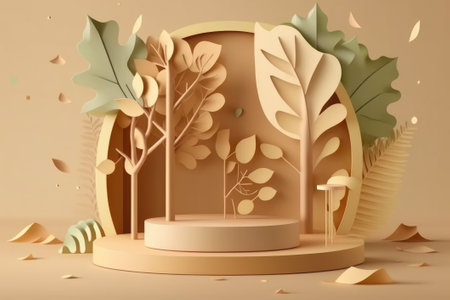Paper cut art of a tree with leaves on itの写真素材