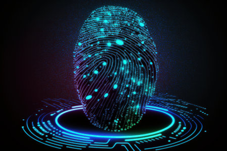 Fingerprint scan technology concept background. Fingerprint vector illustration.の素材
