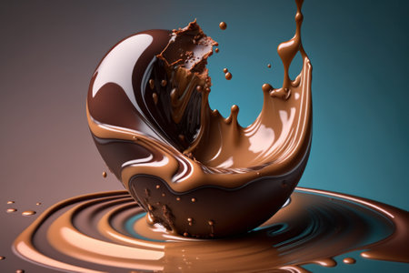 Chocolate splash on a dark background. 3d rendering, 3d illustration.の素材