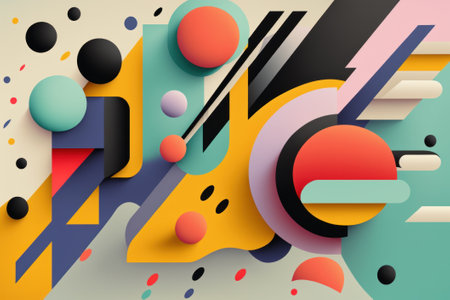 3d render of abstract background with multicoloured circles in the middleの素材