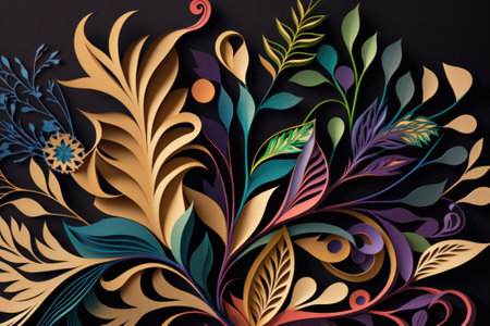 Abstract floral background with swirls and leaves. Vector Illustration.の素材