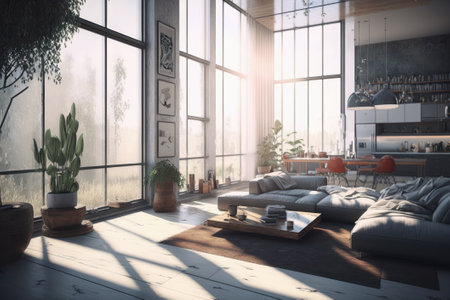 Modern living room interior design. 3d rendering mock up toned imageの素材