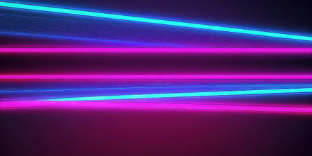 3d render, abstract background with neon lines in blue, pink and purple colorsの素材