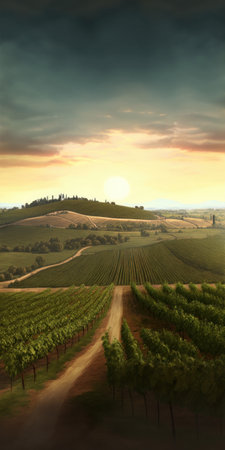 Vineyards in Tuscany, Italy, panoramic viewの素材