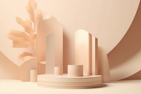 3d render of abstract minimal geometric forms, podiums for your designの素材