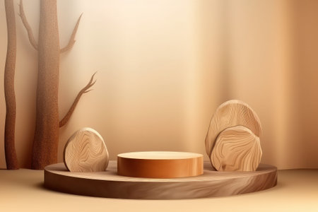 3d render of podium for product presentation. Abstract background with empty round stage.の素材