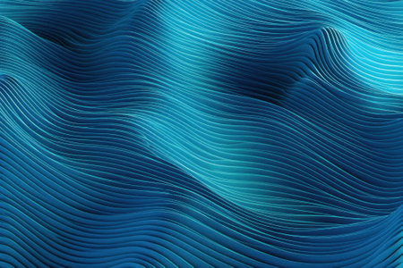 Abstract blue wavy background, 3D illustration.の素材