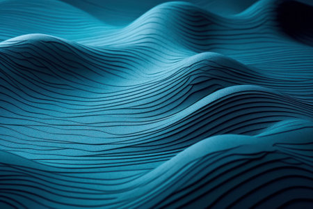 Abstract blue wavy background, 3D illustration.の素材