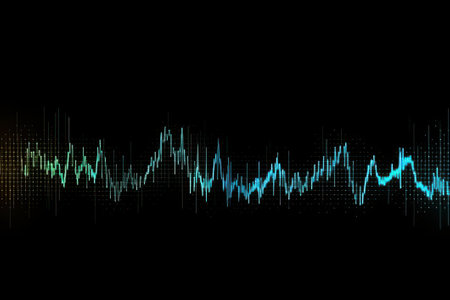 Colourful sound wave on black background. Abstract illustrationの素材