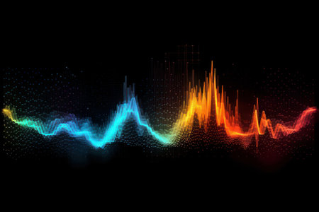 Abstract colorful sound wave on black background. Vector illustration. Eps 10の素材