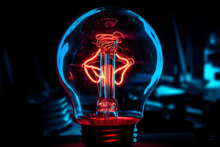 An illuminated electric bulb with a human body inside, 3D renderingの素材